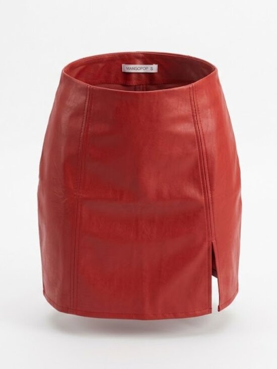 Mangopop Dresses & Skirts - MANGOPOP Red Faux Leather Mini Skirt NWT Size XL